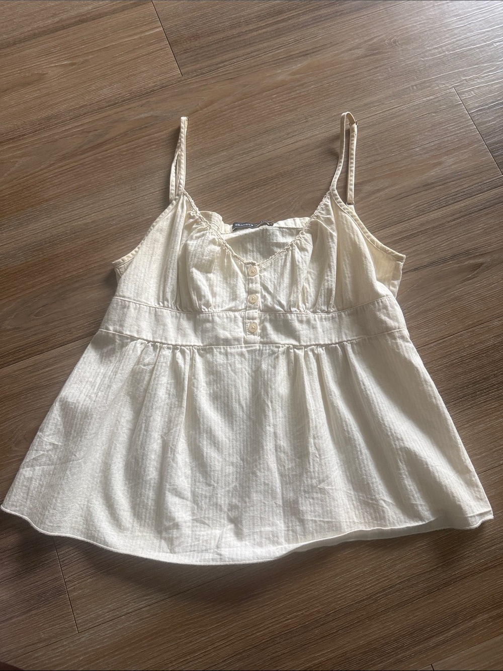 Brandy Melville Cream Light Spagetti Strap Adjustable Button-Front Tank Top